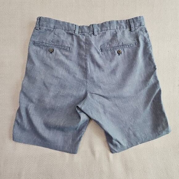 Banana Republic Aiden Shorts Men's 36 Blue Twill Linen Blend 9" Inseam EUC - Picture 2 of 13